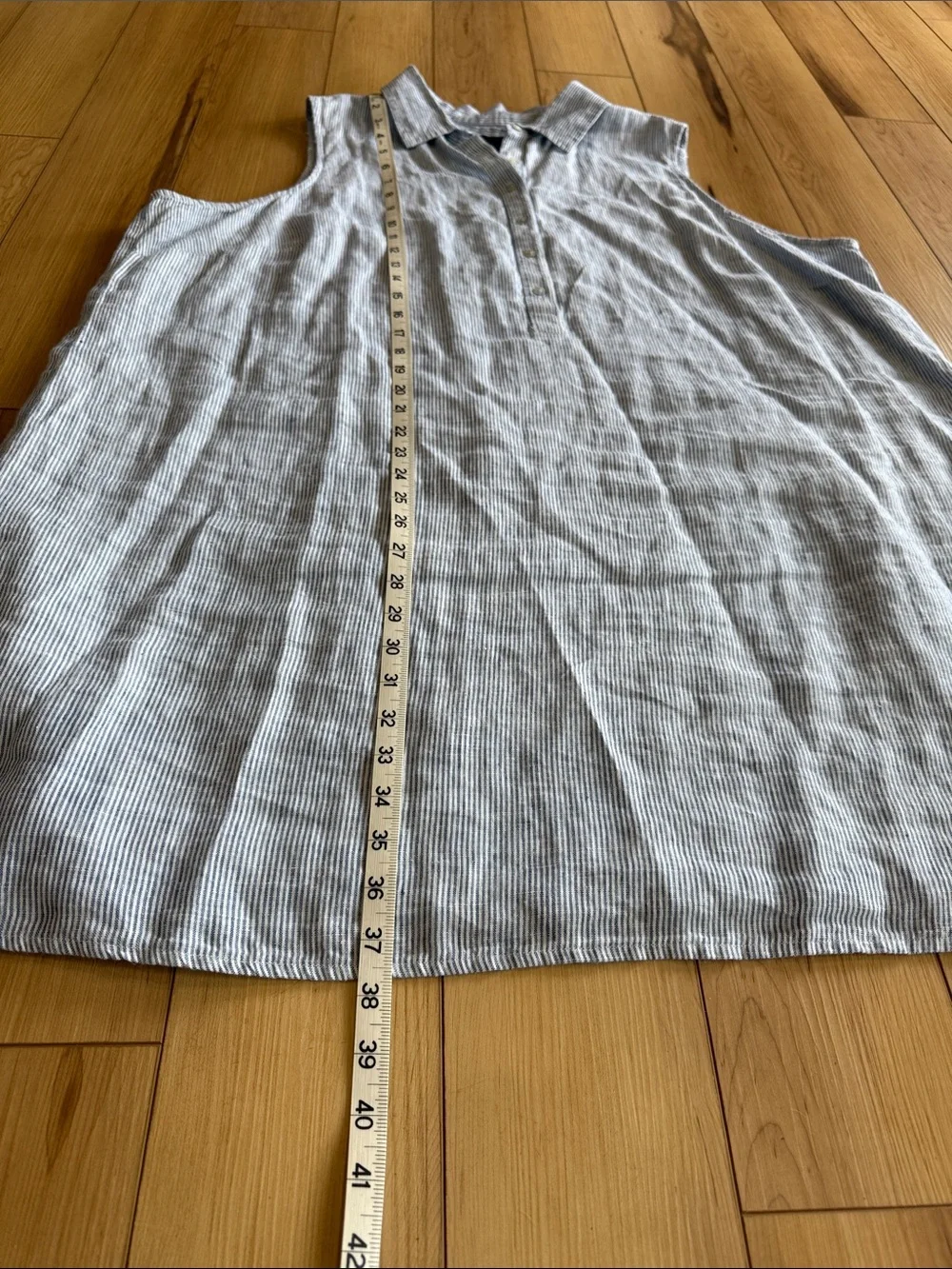 Tahari Blue & White Striped Linen Dress - Picture 4 of 4